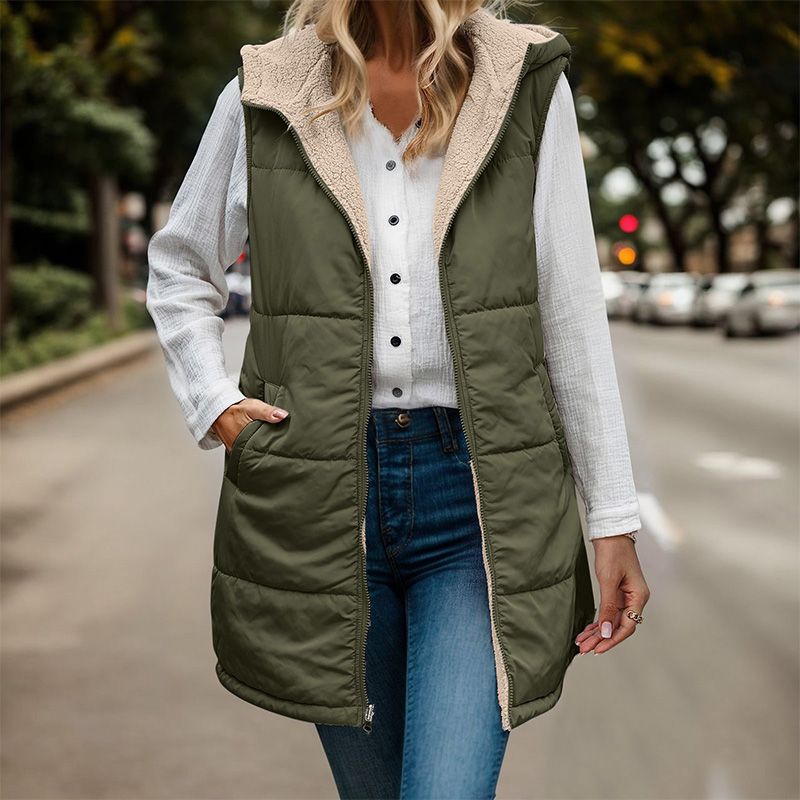 Douce Évasion | Gilet Long Matelassé avec Doublure en Mouton