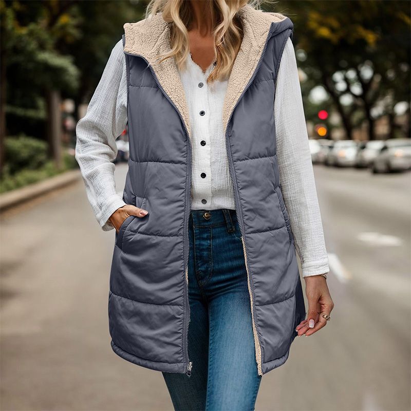 Douce Évasion | Gilet Long Matelassé avec Doublure en Mouton