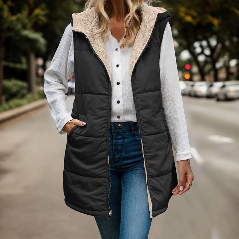Douce Évasion | Gilet Long Matelassé avec Doublure en Mouton