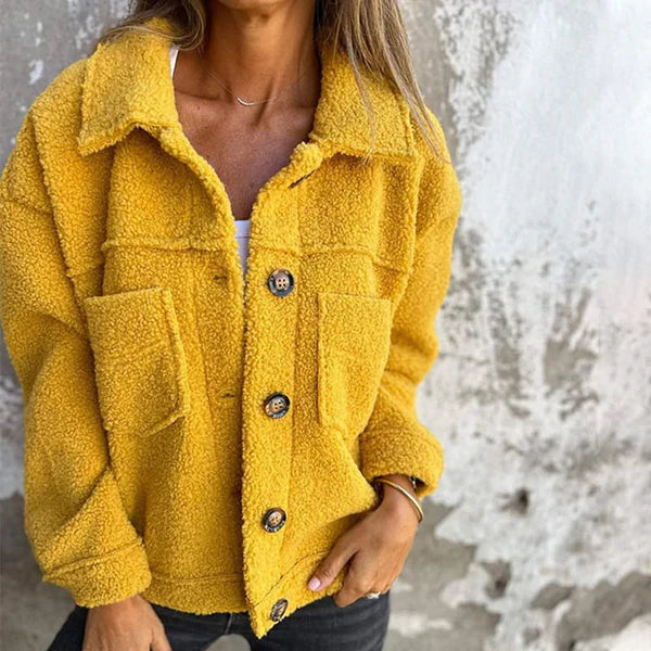 Veste Bouclée | Jaune Moutarde | Chaude et Tendance
