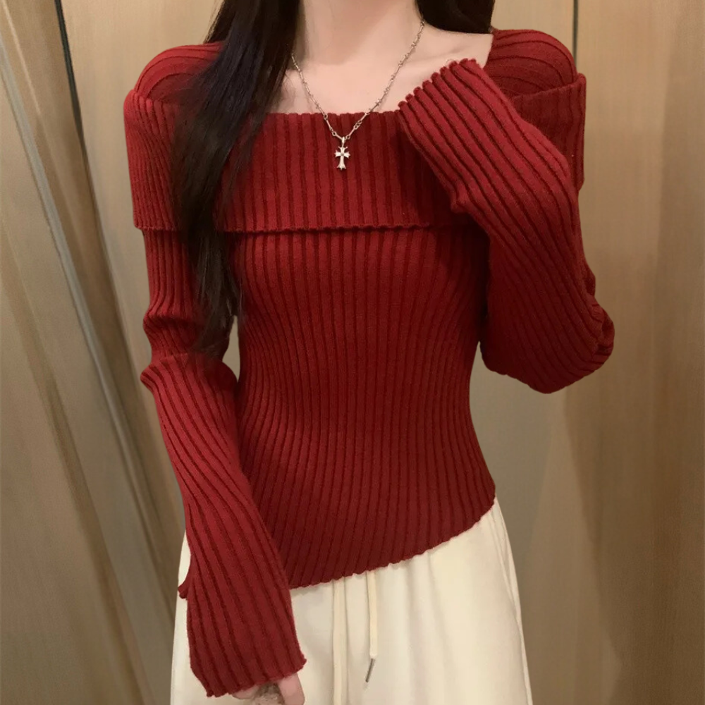 Pull Épaules Dénudées | Coton | Élégant, Cintré et Féminin