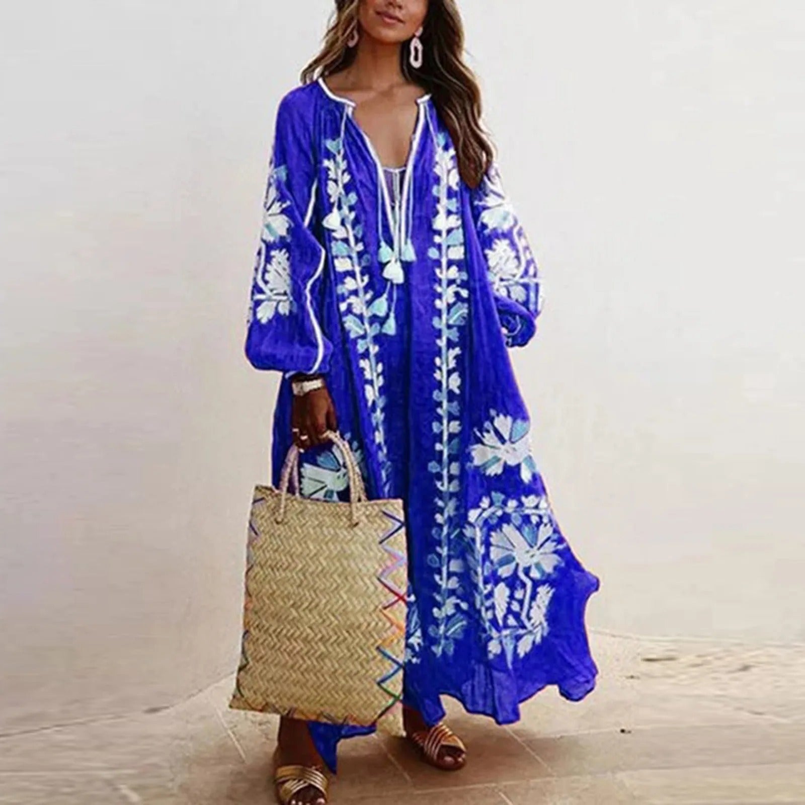 Robe Longue Bohème Brodée | Élégance Naturelle et Esprit Estival