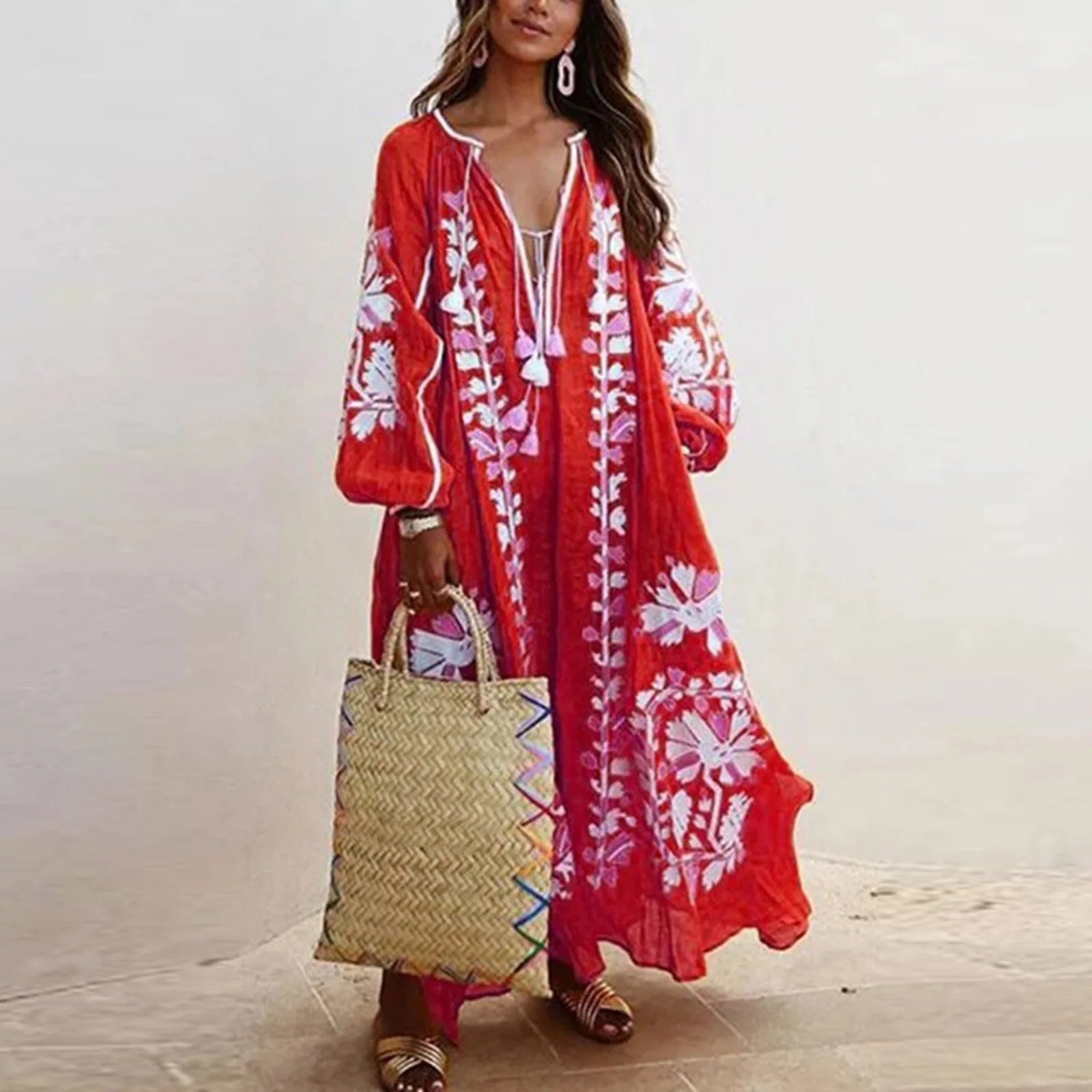 Robe Longue Bohème Brodée | Élégance Naturelle et Esprit Estival