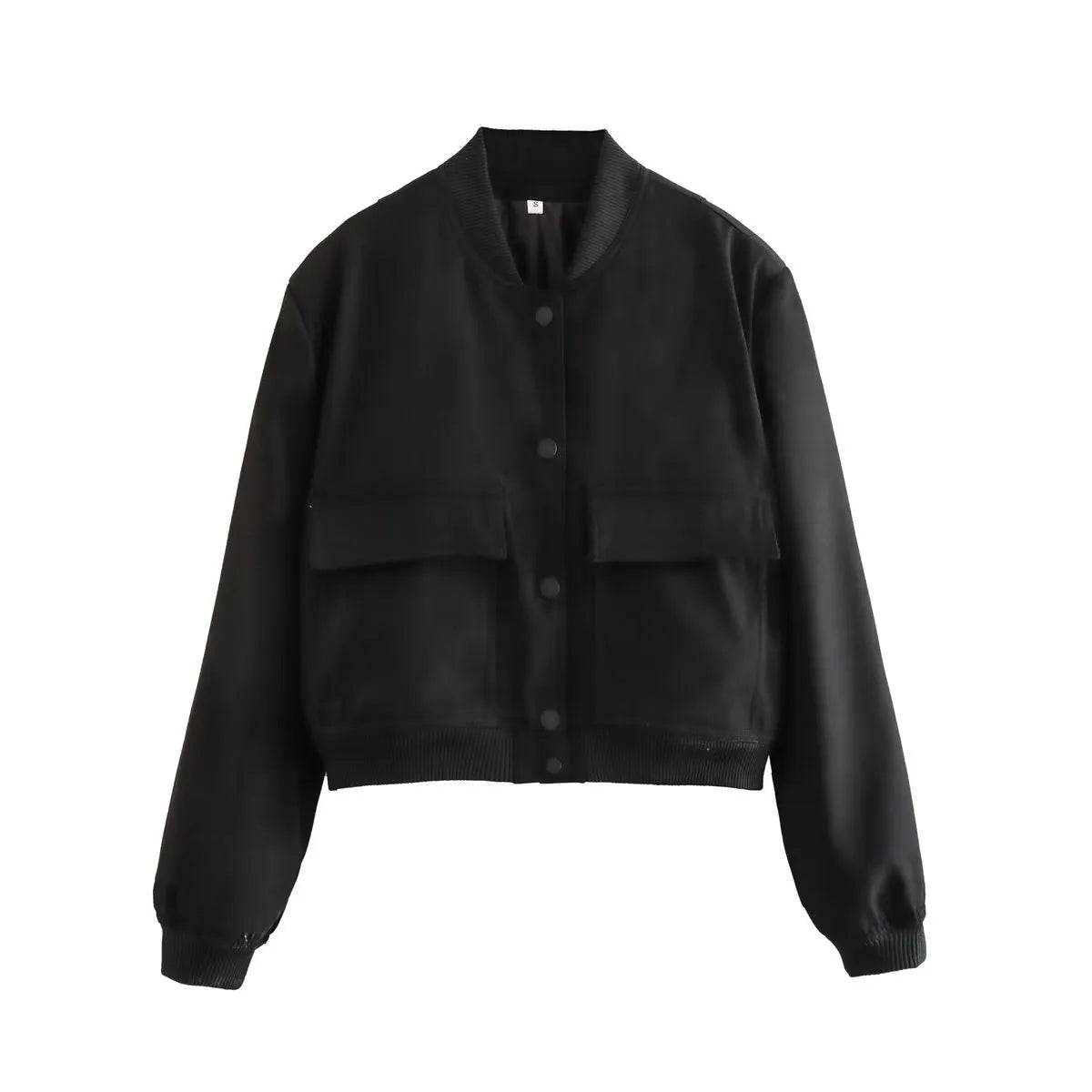 Veste Courte Beige | Style Bomber | Poches à Rabat & Finitions Côtelées