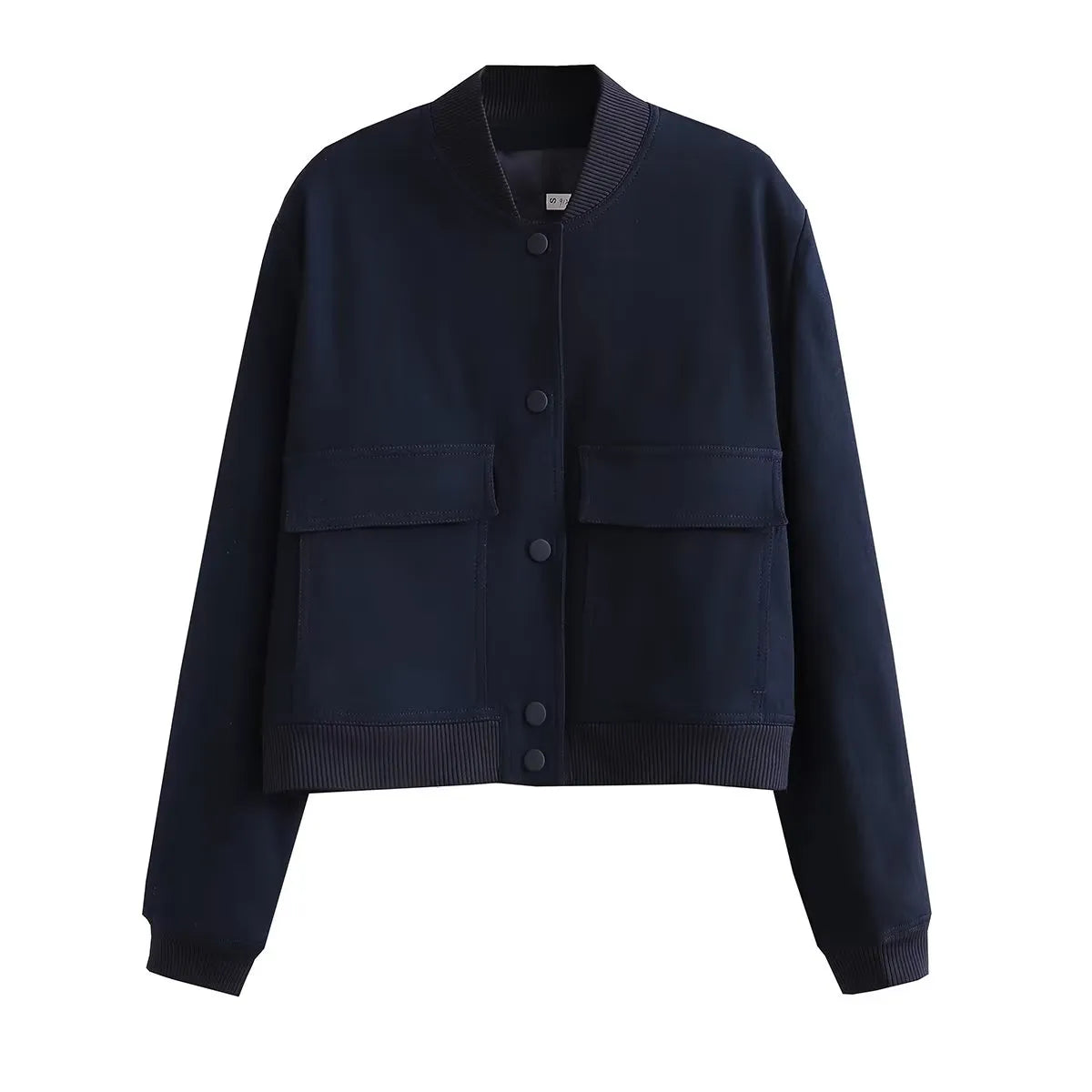 Veste Courte Beige | Style Bomber | Poches à Rabat & Finitions Côtelées